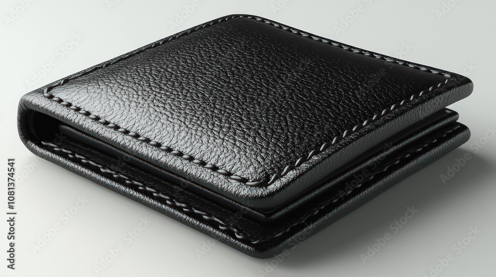 plain black leather wallet on a white background. plain black leather wallet on a white background.