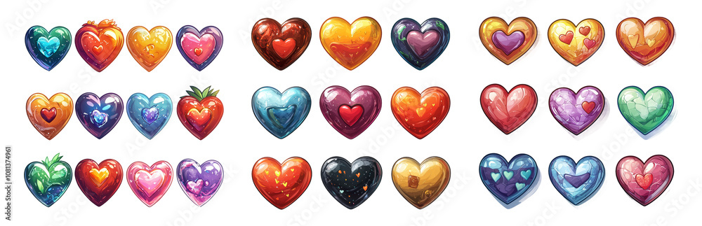PNG Heart Icons for Digital Designs. Isolated on transparent background
