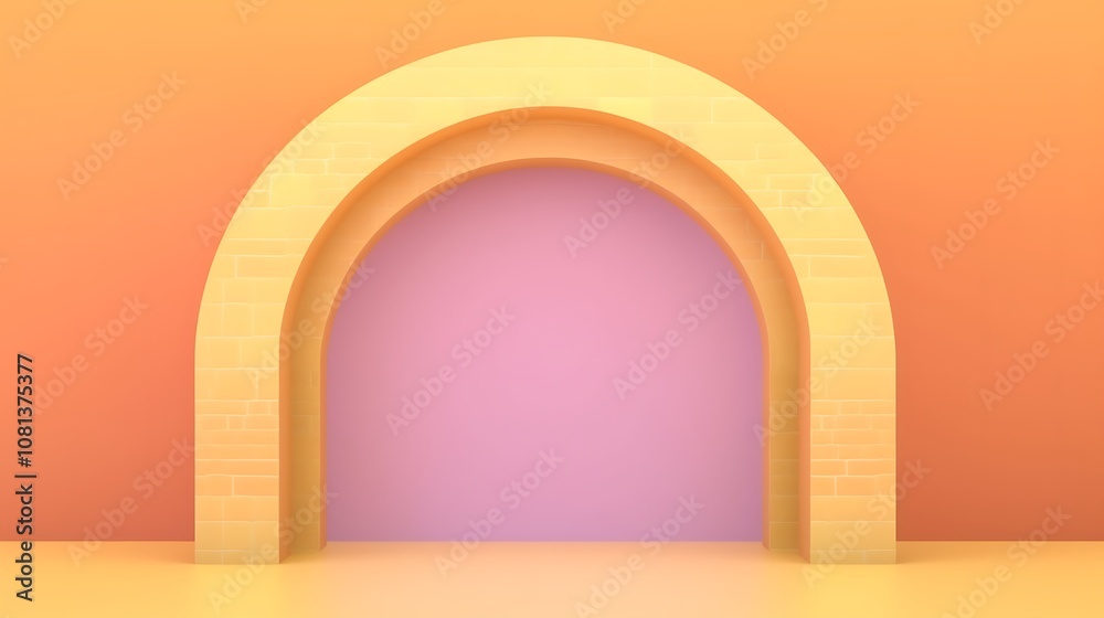 Abstract Archway with Brick Wall and Pastel Walls Abstract Archway with Brick Wall and Pastel Walls