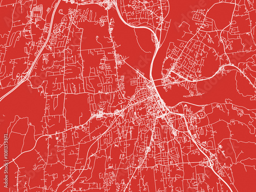 Christmas Map of Middletown Connecticut, USA in Snowy White on Festive Red Background. photo