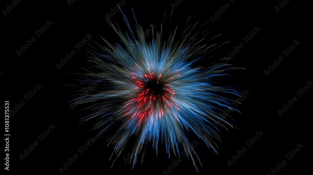 Abstract Light Explosion with Red and Blue Hues Abstract Light Explosion with Red and Blue Hues