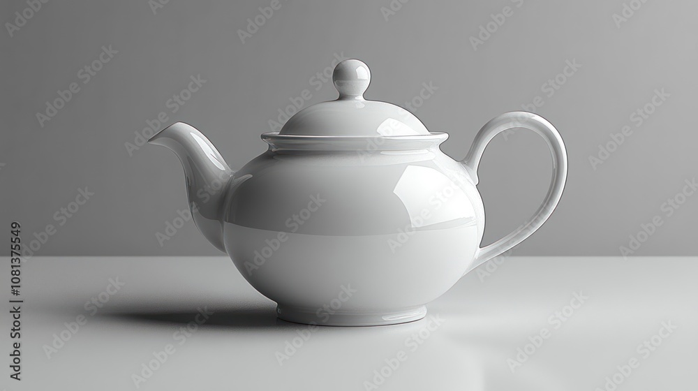 A plain white ceramic teapot on a clean white background. A plain white ceramic teapot on a clean white background.