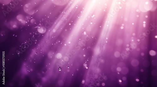 The sun shines brightly through fluffy clouds on a purple background