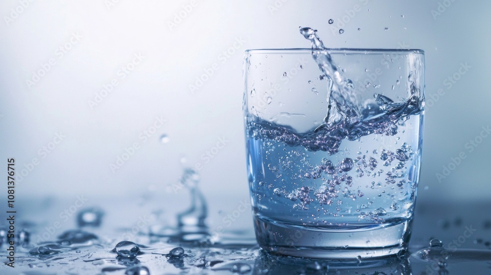 Splashing Water in Glass with Minimalist Background Splashing Water in Glass with Minimalist Background