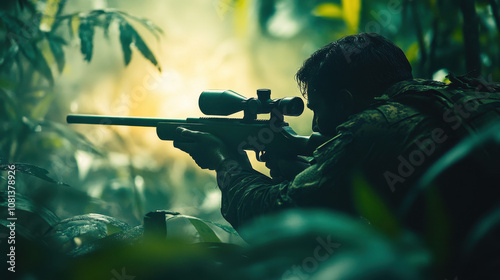 Sniper on mission, military