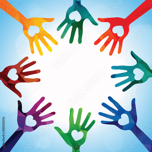 Charity work, volunteering helping hands concept. Eps vector file