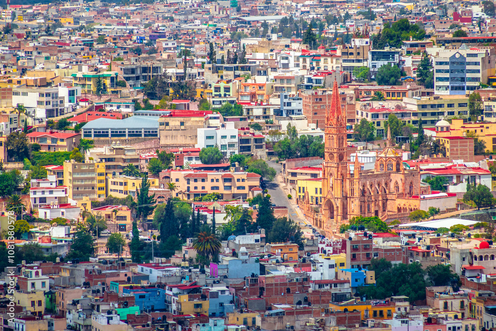 Aerial view of the city of Zacatecas with the Church of Our Lady of Fatima in the frame Aerial view of the city of Zacatecas with the Church of Our Lady of Fatima in the frame