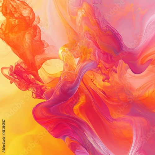 Vibrant color blend with bright orange and pink tones, fluid transitions and a sense of warmth photo