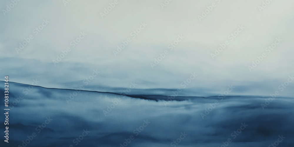 Serene fog enveloping rolling hills at dawn, capturing the tranquil beauty of nature’s landscape, winter background with copy space Serene fog enveloping rolling hills at dawn, capturing the tranquil beauty of nature’s landscape, winter background with copy space