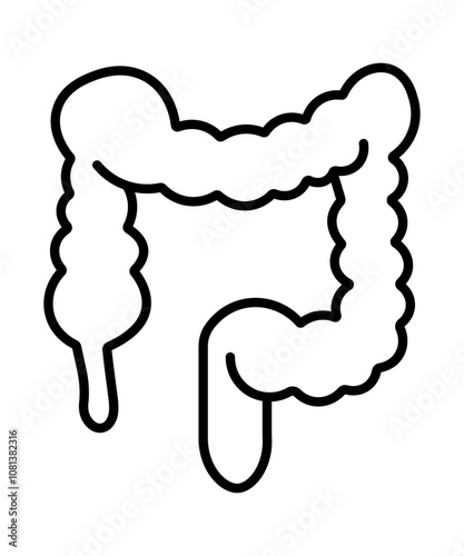 Intestine icon. Bowel symbol. Human anatomy, guts black lines icon.