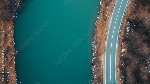 Explore the serene beauty of nature by the turquoise waters and winding road