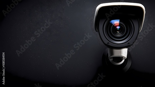 Close-up View of a Bullet-Style Security Camera on Dark Background for Enhanced Surveillance and Protection Needs photo