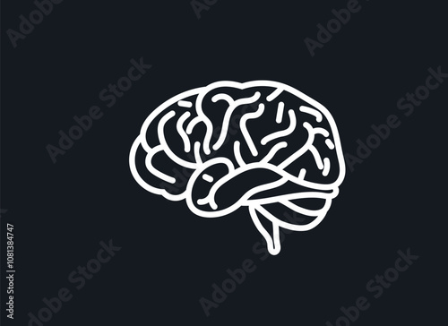 a human brain isolated on a black background. the image symbolizes creativity. minimalist vector graphic