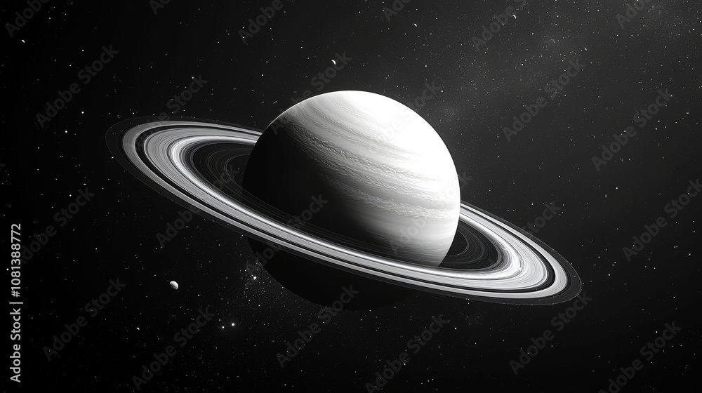 Saturn with its iconic rings against a starry sky. Saturn with its iconic rings against a starry sky.