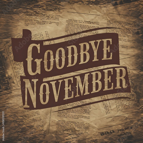 Wallpaper Mural Goodbye November Text Banner on Vintage Newspaper Background Torontodigital.ca