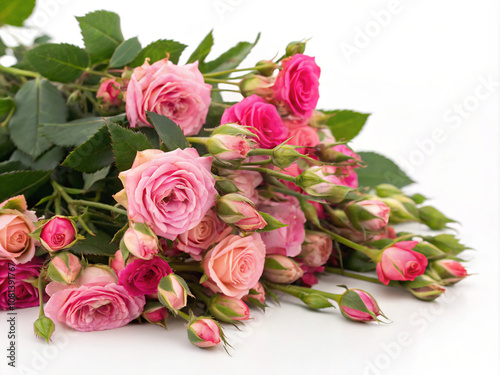 bouquet of roses. rose, pink, bouquet, flower, roses, flowers, nature, love, isolated, bunch, floral, white, bloom, valentine, gift, blossom, wedding, petal, day, red, green, beauty, beautiful, romanc photo