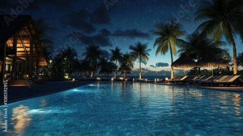 Swimming pool in Resort on the beach