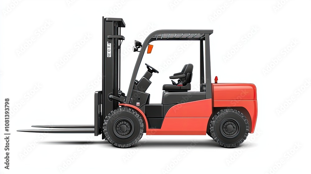 Red Forklift with Black Frame and Fork Arms Red Forklift with Black Frame and Fork Arms