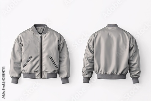 Blank Gray Bomber Jacket Mockup