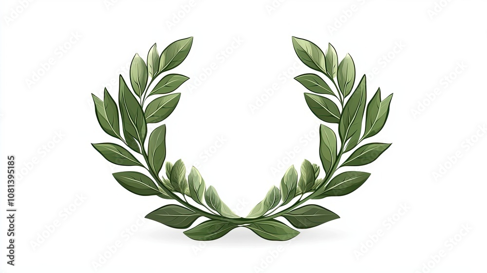 A Circular Wreath of Green Leaves Isolated on White A Circular Wreath of Green Leaves Isolated on White