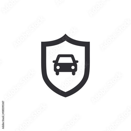 Vector shield icon. Car protection. Auto icon. Shield with car. Protection icon. Save car. Engine safety. Shield sign. Vehicle protection. Pollution protection. Car insurance. Safe vehicle. Machine 