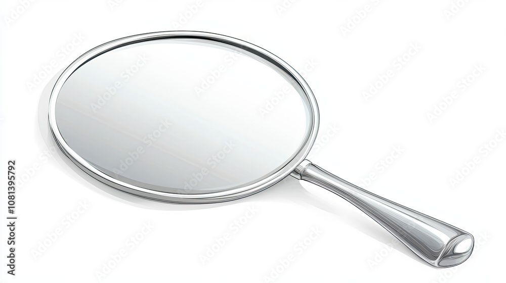 A Silver Handheld Magnifying Glass on a White Background A Silver Handheld Magnifying Glass on a White Background