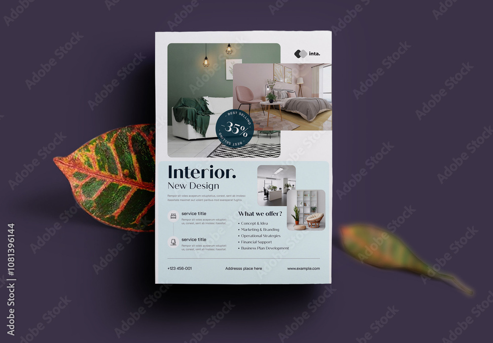 Minimalist Interior Design Flyer Template Stock Template | Adobe Stock