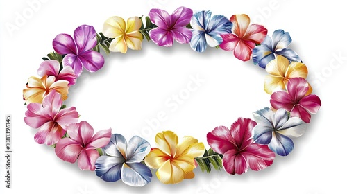 Colorful Floral Wreath with White Background