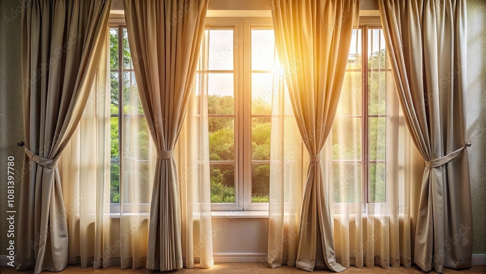 Curtains hanging on a window letting in sunlight , curtains, window, room, sunlight, interior, home, decor, drapes Curtains hanging on a window letting in sunlight , curtains, window, room, sunlight, interior, home, decor, drapes