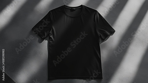 Black Blank T-Shirt Mockup, Simple and Clean Design for Custom Apparel, Ideal for Branding and Fashion Showcase photo