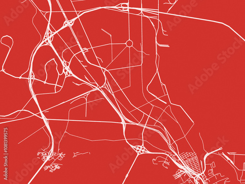 Christmas Map of North Charleston South Carolina, USA in Snowy White on Festive Red Background. photo