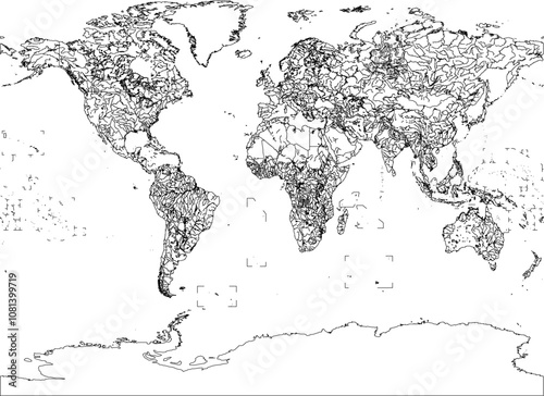 World map silhouette vector illustration design detailed image sketch