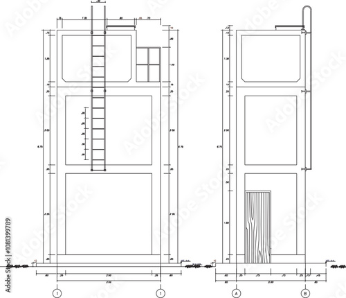 Vector sketch, silhouette illustration, architectural engineering drawing design for water reservoir construction