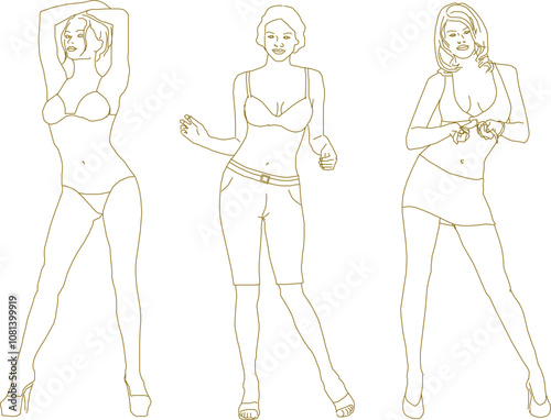Vector sketch, silhouette illustration, design drawing of model person activity with shooting activities for design completeness
