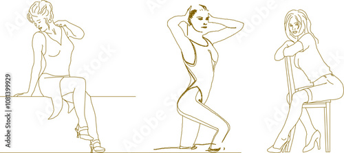 Vector sketch, silhouette illustration, design drawing of model person activity with shooting activities for design completeness