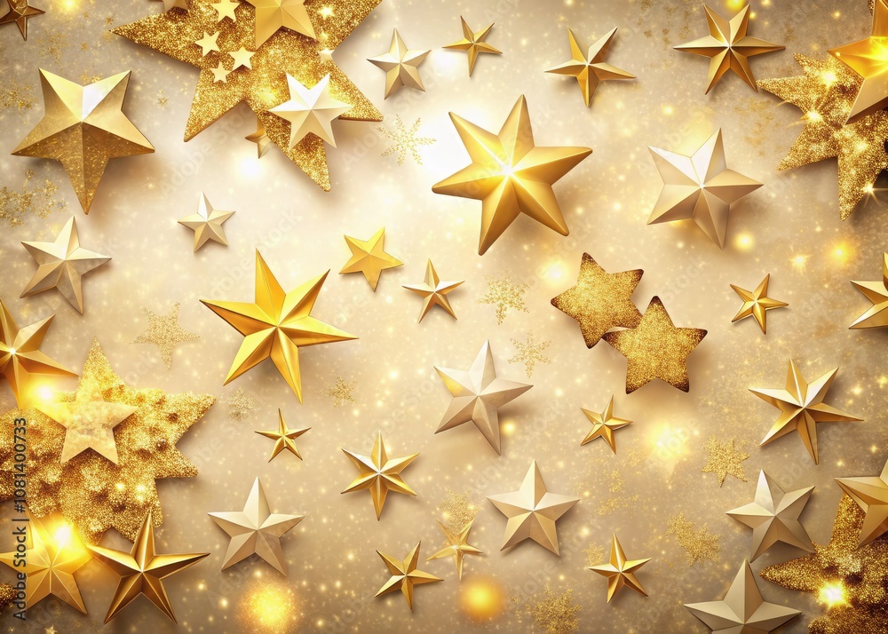 Elegant Plain Background with Gold Star Decorations for Decorative Themes, Celebrations, and Festive Occasions - Perfect for Invitations, Banners, and Event Photography Elegant Plain Background with Gold Star Decorations for Decorative Themes, Celebrations, and Festive Occasions - Perfect for Invitations, Banners, and Event Photography