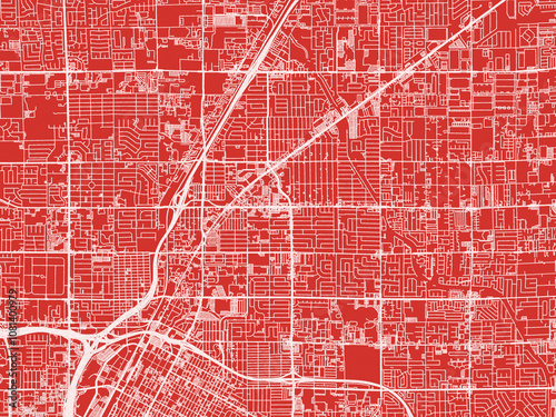 Christmas Map of North Las Vegas  Nevada, USA in Snowy White on Festive Red Background. photo