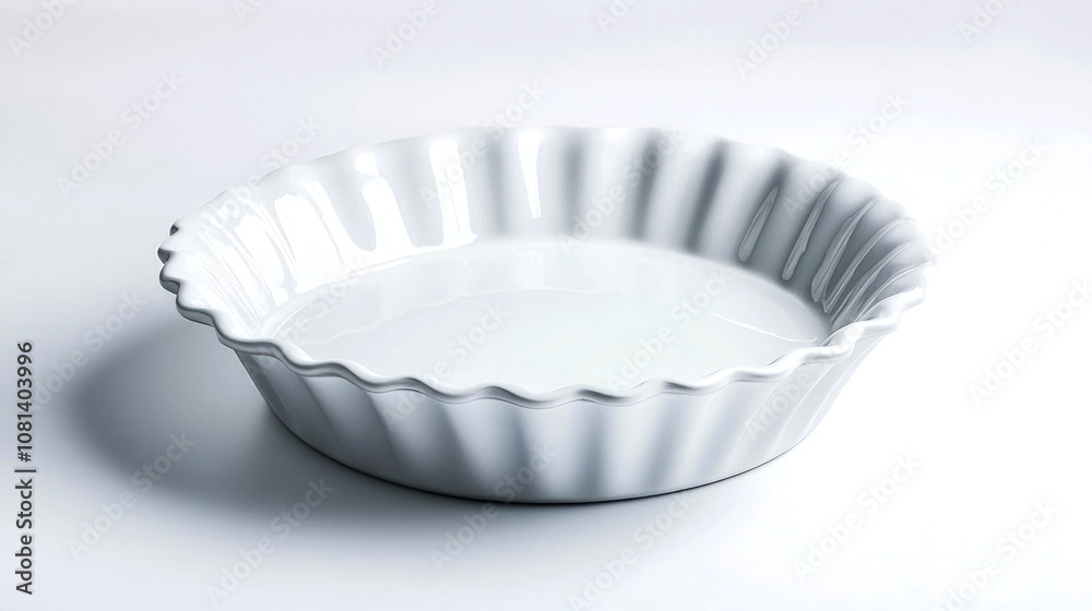White fluted ceramic pie dish. White fluted ceramic pie dish.