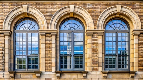 Elegantly arched windows on the side of a well-constructed building , architecture, design, elegance, aesthetics