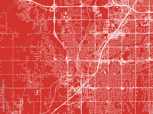 Christmas Map of Olathe Kansas, USA in Snowy White on Festive Red Background. photo