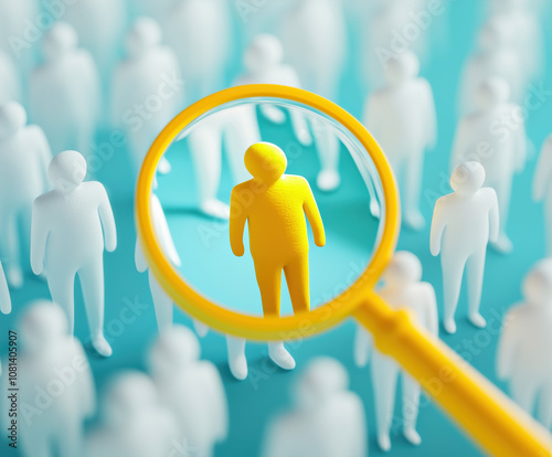 A Conceptual Photo Of A Human Figure Icon Standing Out In The Middle, Symbolising Recruitment Or Talent Selection, Representing Of Finding The Right Person In HR, We Are Hiring And Job Vacancy Concept photo