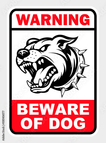 caution beware of dog sticker signs labels printable poster angry dog template design