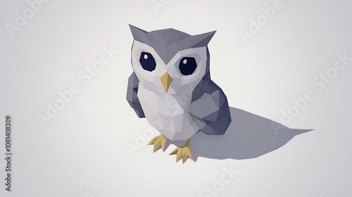 Cute Isometric Owl Illustration with Front View in Whimsical Style, Perfect for Fun and Friendly Designs photo