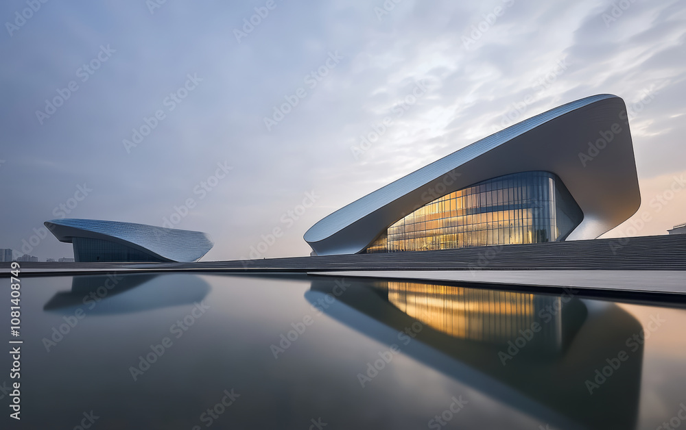 Fototapeta premium Minimalist modern architecture and spatial structure 