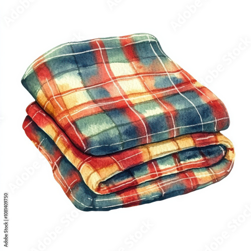 Cozy plaid blanket in warm colors, perfect for chilly nights and home decor. This soft, folded blanket adds touch of comfort and style to any space