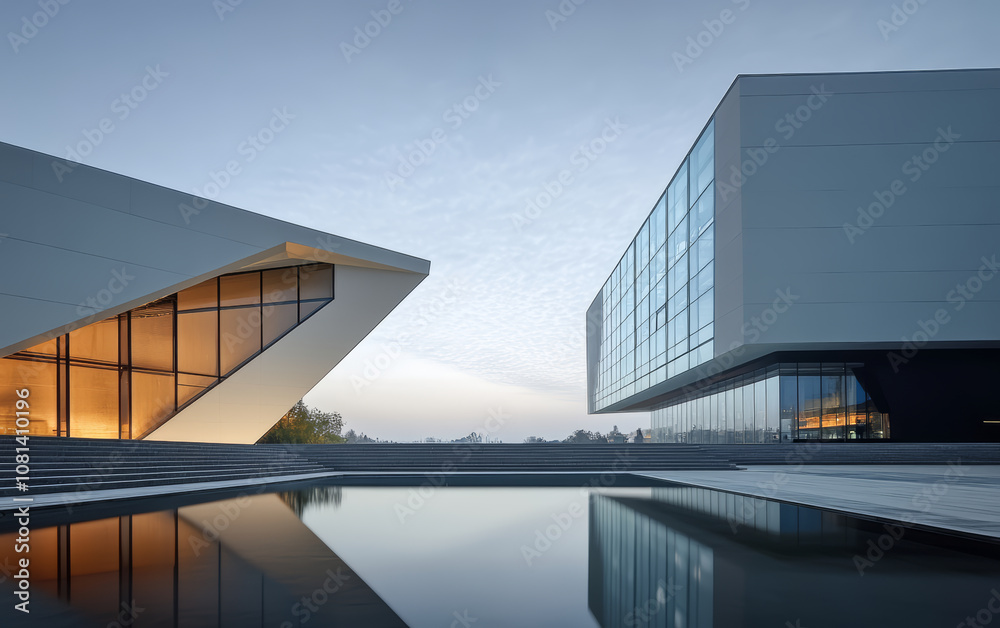 Fototapeta premium Minimalist modern architecture and spatial structure 