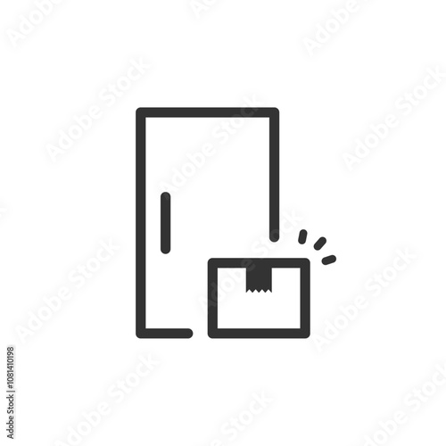 玄関前に指定した置き配のベクターアイコン2(線画・白黒)