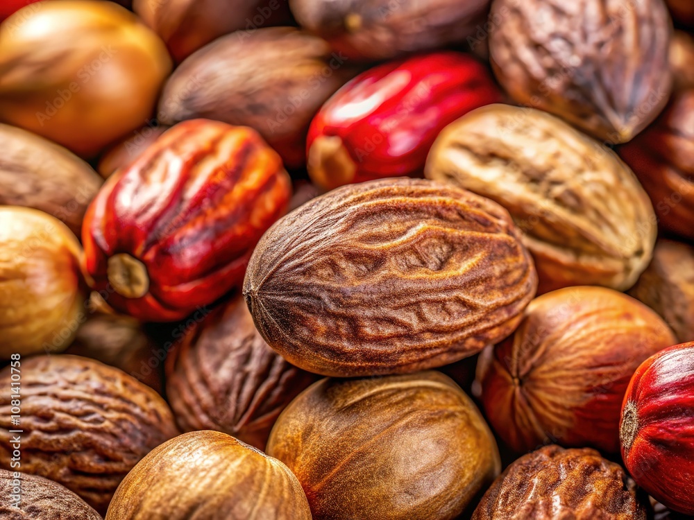 Nutmeg Close-Up Bounty - Textured Spice Macro Nutmeg Close-Up Bounty - Textured Spice Macro