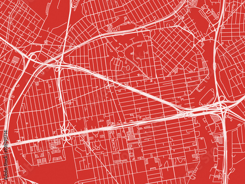 Christmas Map of Parkchester  New York, USA in Snowy White on Festive Red Background. photo