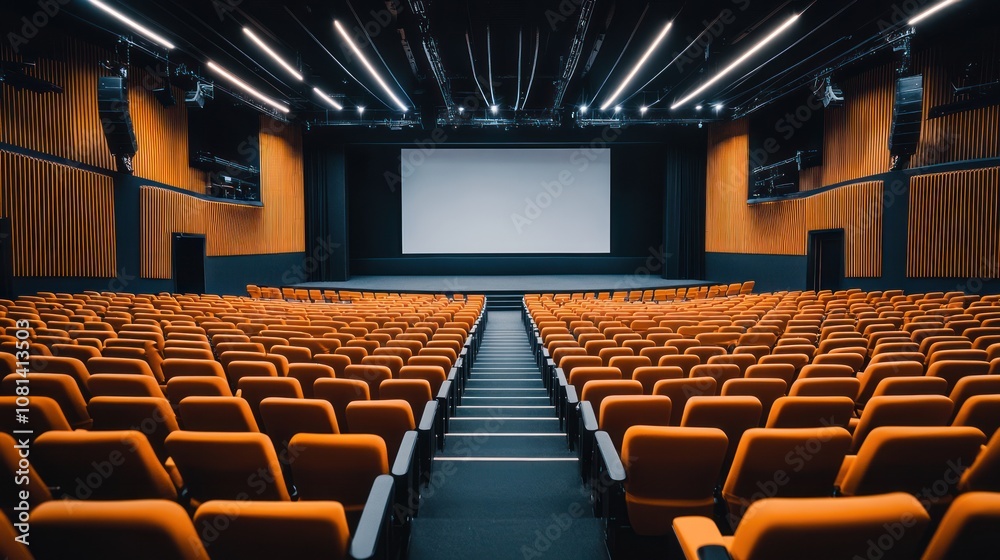Obraz premium Empty Auditorium Seats Facing the Screen